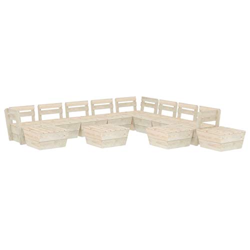 SKM Set Divani da Giardino su Pallet 12 pz in Legno Abete Impregnato