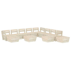 SKM Set Divani da Giardino su Pallet 12 pz in Legno Abete Impregnato