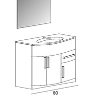 Bagno Italia Arredo Bagno a Terra Mobile da 80 cm Colore Antracite con Ante e cassetti lavandino in Ceramica