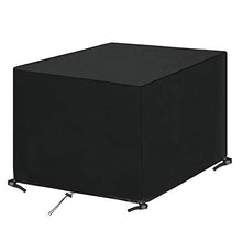 SanGlory Copertura per Mobili da Giardino Quadrato Panno Oxford Impermeabile, Copertura Tavolo Esterno Anti-UV Telo Copri Tavolo Quadrato Sedie 4 Posti Resistente allo Strappo (135x135x75CM)
