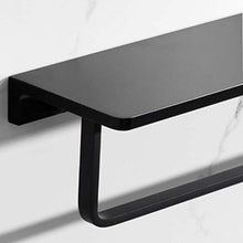 WDGNY mensola da bagno nero ripiani con portasciugamani spazio in alluminio multifunzione, mensola da bagno, portasalviette, montaggio a parete impermeabile 0724