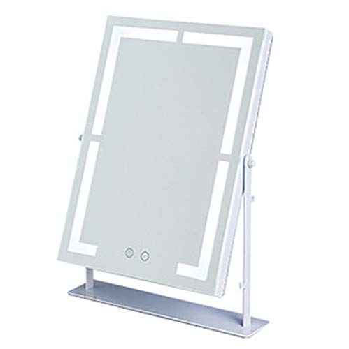 Specchio Cosmetico, Specchio per Il Trucco del Bagno Cosmetico da Tavolo A LED con 2 Colori di Illuminazione Touch Screen Monofacciale A 360 Gradi con Rotazione Girevole Plug-in Elettrico Specchio D