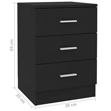 Tidyard Comodini Camera da Letto Moderni con 3 Cassetti in Truciolato Nero/Grigio Lucido,Comodino Moderno,Cassettiera Camera da Letto Moderna,Comodino con Cassetti 38x35x56 cm