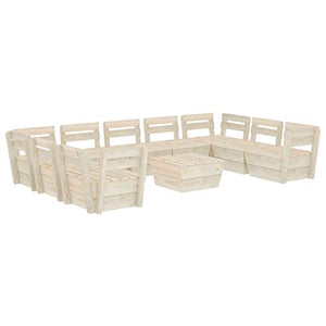 Tidyard 10 pz Set Divani Pallet Angolari Modulari da Giardino Esterno 9 Posti in Legno di Abete Impregnato,Divano Angoalre,Divani Giardino,Divano Pallet da Giardino in Legno,Divani Modulari in Legno