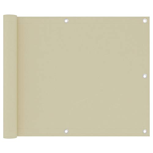 vidaXL Paravento da Balcone Crema 75x300 cm Tessuto Oxford