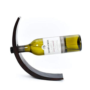 LEEWADEE Sofisticato portabottiglie in Legno con Manico: Elegante Supporto per Bottiglie di Vini, Pezzo Decorativo Ideale per Case e Bar, 29 x 6 x 10 cm, Marrone