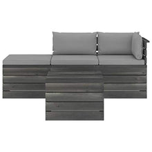 FAMIROSA Set Divani da Giardino su Pallet 4 pz con Cuscini Massello Pino-1780