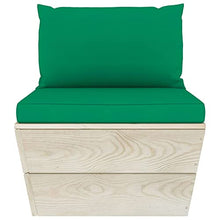 SKM Set Divani da Giardino su Pallet 7 pz con Cuscini Legno Abete (125.7kg) Verde-3581