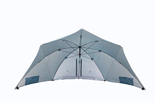 HOMECALL Ombrellone da spiaggia con finestre, design paravento, poliestere resistente ai raggi UV, blu