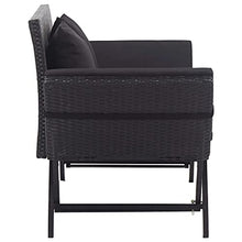 vidaXL Panchina da Giardino con Cuscini Imbottiti e Braccioli Rustica Robusta Elegante Panca Arredi da Esterno 176 cm in Polyrattan Grigio