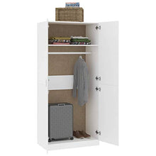 Montloxs Armadio a 2 Ante, Mensola Grande con Barra Appendiabiti, mobili per Camera da Letto, 90x52x200 cm, Bianca