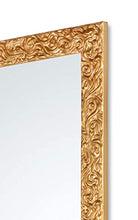 MO.WA Specchio da parete 55x145, cornice legno finitura oro, specchiera classica dorata, muro o appoggio. Made in Italy.
