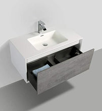 Yellow shop - Mobile Bagno Sospeso Cm 90 in Legno Completo di Lavabo in Marmoresina con E Senza Specchiera A LED Griff 900 Varie Colorazioni (Bianco/Cemento Completo (Mobile + Lavabo + Specchiera))