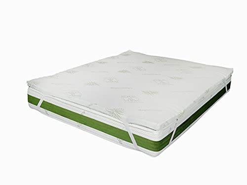 Topper CORRETTORE in Memory Foam Fresco da 8 CM,SFODERABILE in Aloe Vera con Elastici (120_x_190_cm)