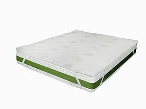Topper CORRETTORE in Memory Foam Fresco da 8 CM,SFODERABILE in Aloe Vera con Elastici (120_x_190_cm)