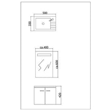 Set di mobili da bagno con lavabo in ghisa minerale e armadietto sottolavabo con funzione chiusura rallentata SoftClose/bianco/50 cm di larghezza