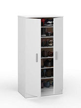 Dmora Armadio Multifunzione a Due Ante con Sei Ripiani, Colore Bianco, cm 55 x 36 x h108