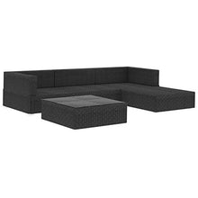 SKM Set Divani da Giardino 6 pz con Cuscini in Polyrattan Nero P