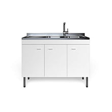 Mobile per Cucina Sottolavello Armadietto con 3 Ante Mobiletto in Legno per Sottolavabo Design Moderno Tromso 118 x 46 x 65 cm Colore Bianco