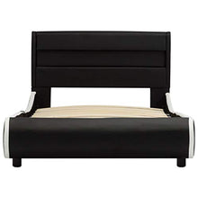 Tidyard Struttura Letto Singolo in Similpelle Nera con Luce LED e Doghe 100x200 cm,Telaio Letto Giroletto Singolo in Ecopelle 100x200 cm,Letto con Luce LED 100x200 cm