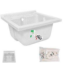 Lavatoio - Pilozzo BIANCO, ALTA RESISTENZA per esterni, materiale di prima scelta e stampo uniforme senza punti deboli, sifone IN REGALO, lavabo per lavanderia. Escelsior(L58,5 x P58,5 x H33)