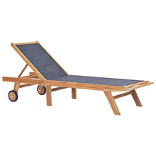 vidaXL Massello di Teak Lettino Pieghevole Ruote Textilene Regolabile Sdraio