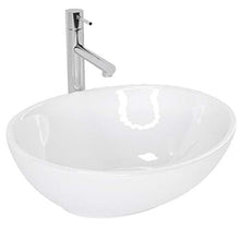 Lavabo in ceramica ovale, 40,5 cm x 33,5 cm x 14,5 cm per bagno e ospite WC Sofia