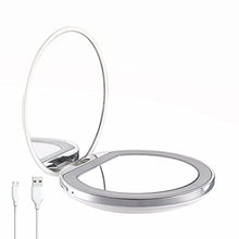 Flybiz Specchio portatile tascabile a due lati con illuminazione a LED, ingrandimento 1x/3x, compatto, pieghevole, specchio cosmetico illuminato per cosmetici in viaggio