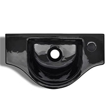 vidaXL Lavandino da Bagno in Ceramica Nera con Foro di Scarico Lavello Lavabo