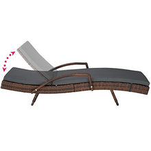 TecTake 800691 - Lettino Prendisole in Rattan, Alluminio, Resistente alle Intemperie, Schienale Regolabile, 5 Posizioni, Materassino Imbottito (Nero-Marrone | No. 403146)