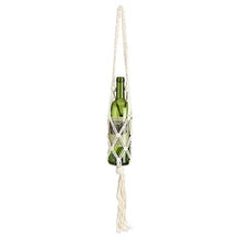 Portabottiglie per vino Borsa per appendere bottiglie in corda di cotone lavorata a mano stile bohemien(Beige)