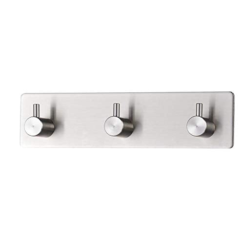 Gancio bagno cucina Potente Autoadesivo Asciugamano Asciugamano Ganci 3 Ganci In Acciaio Inox Impermeabile Porta Parete Ganci Appendiabiti Appendiabiti for Cucina Bagno Soggiorno Gancio per asciugaman