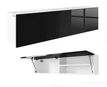 RODRIGO PlatanRoom - Armadietto da bagno pensile, lucido, 120 x 30 x 25 cm, colore: bianco/nero