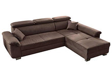 AVANTI TRENDSTORE - Gamano - Divano ad Angolo in Microfibra Marrone Scuro, con Funzione Letto e poggiatesta Regolabili, 2 Cuscini Piccoli compresi. Dimensioni Lap 295x100x214 cm