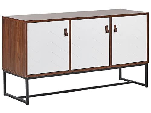 Beliani Credenza Colore Legno Scuro con Gambe in Metallo a 3 Ante 62 x 112 cm Nueva