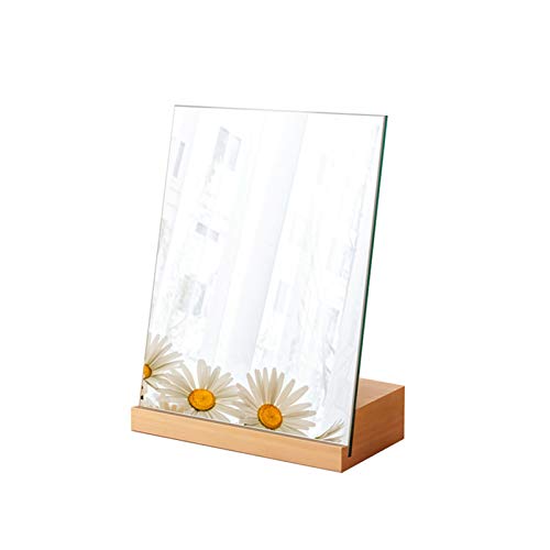 Specchio da tavolo per toeletta Rettangolo trucco dello specchio, legno solido Base portatile dello specchio di bellezza ad alta definizione verticale Dressing Table Specchio Specchio per il trucco de