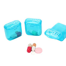 DOITOOL Contenitore per pillole da viaggio 31 griglie tipo tastiera pillola caso plastica pillola scatola pratica pillola contenitore blu