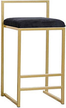 WANGFENG Sgabelli Sedie Moderne per Sgabelli, Seduta Imbottita in Velluto Nero, Robusto Telaio in Ferro Metallico in Oro, Altezza Seduta: 65 Cm / 75 Cm