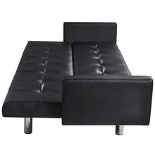Divano letto in pelle sintetica pieghevole, 184 x 77,5 x 66,5 cm, 3 posizioni regolabili, in similpelle nera