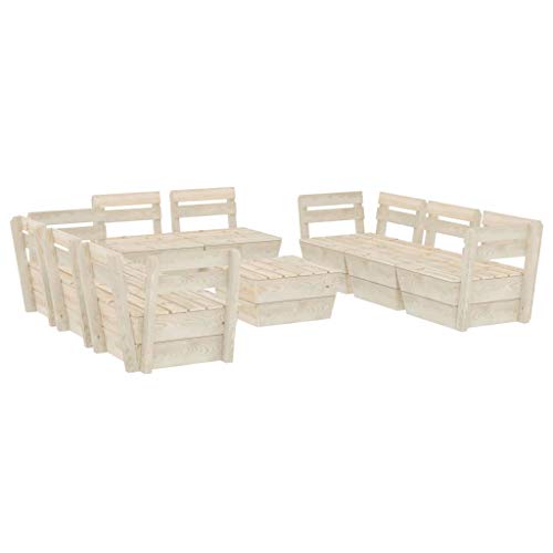 SKM Set Divani da Giardino su Pallet 9 pz in Legno Abete Impregnato (161.5kg) -3730