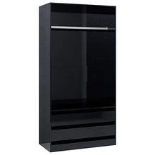 Armadio Aperto Camera da Letto con 2 Cassetti 1 Ampio Scomparto con Asta per Appendere i Vestiti 100 x 50 x 200 cm Nero Lucido