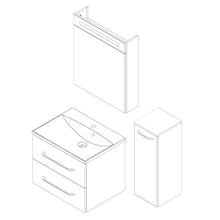 FACKELMANN B.Clever - Set di mobili da bagno, 3 pezzi, 60 cm, con lavabo in marmo e armadietto a specchio a LED