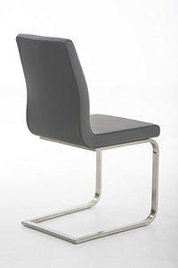 CLP Sedia Cantilever da Pranzo Belfort - Sedia Tavolo Cucina a Slitta, Imbottita e in Similpelle I Sedia Soggiorno Telaio Acciaio Inox I Sedia S, Colore:Grigio