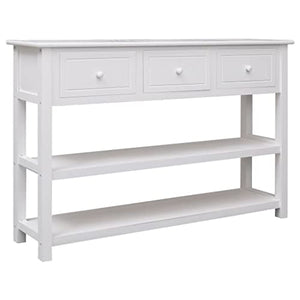 vidaXL Credenza Mobile con Ripiani e Cassetti Robusta Pratica Tavolino Laterale Salotto Bianca 115x30x76 cm in Legno Pioppo e Paulownia