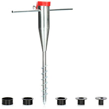 com-four® Porta ombrellone in Acciaio - Presa da Terra per Il Giardino - Supporto per ombrelloni - Porta ombrellone con Asta avvitabile - Picchetto da Terra con Diametro di 25-60 mm (Color Argento)