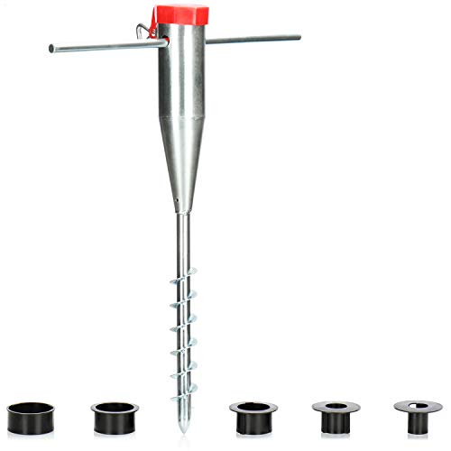 com-four® Porta ombrellone in Acciaio - Presa da Terra per Il Giardino - Supporto per ombrelloni - Porta ombrellone con Asta avvitabile - Picchetto da Terra con Diametro di 25-60 mm (Color Argento)