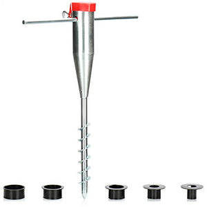 com-four® Porta ombrellone in Acciaio - Presa da Terra per Il Giardino - Supporto per ombrelloni - Porta ombrellone con Asta avvitabile - Picchetto da Terra con Diametro di 25-60 mm (Color Argento)