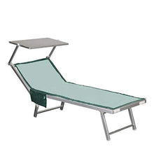 Totò Piccinni Salento Lettino Prendisole Pieghevole in Alluminio con TETTUCCIO Mare Spiaggia Piscina Giardino (Grigio)