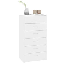 Credenza Armadietto in Legno Armadietto per Telefono Armadietto per Camera da Letto Armadietto Cucina con 6 Cassetti Bianco Lucido 50x34x96 cm in Truciolato