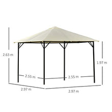 Outsunny Gazebo da Giardino ed Esterno 3x3m in Metallo con Doppio Tettuccio Pieghevole, Bianco Crema